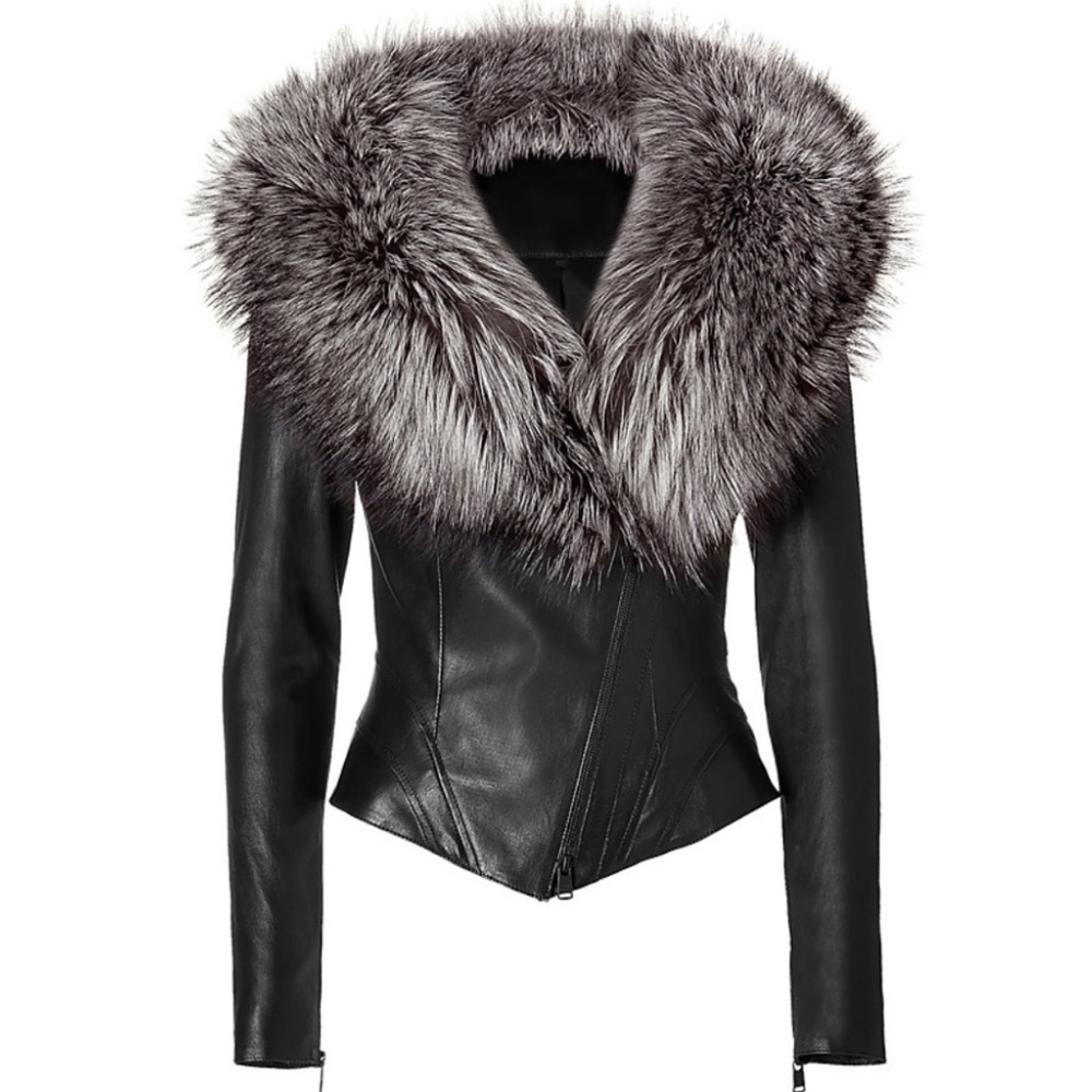 Jitrois CROSS Leather Jacket with Fur Collar